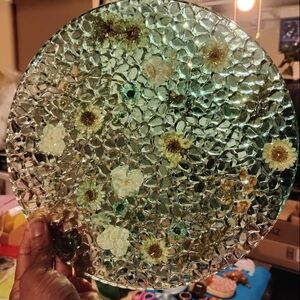 Floral Glass Art Plate